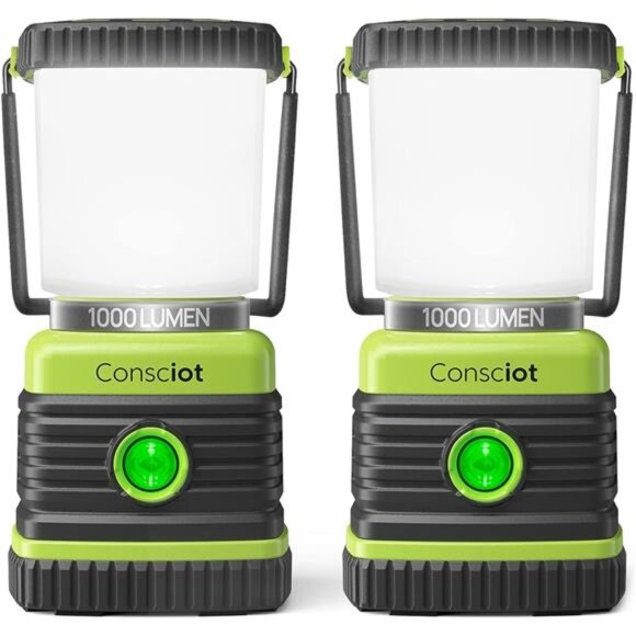 LED Camping Lantern, Consciot Battery Powered Camping Lights, 1000LM, 4 Light - Picture 1 of 7